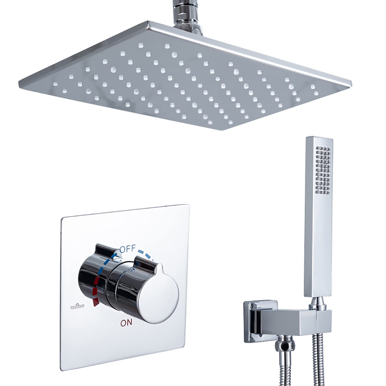 Système de douche à LED ensemble mitigeur et pommeau de douche effet de pluie encastré