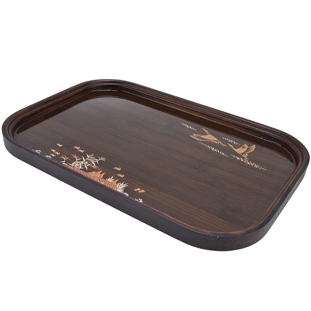 Bandeja para Servir té, Estilo Kungfu clásico, portátil, con Ranuras, Ideal para el hogar y la Oficina (marrón, 30 x 30 x 2,5 cm)
