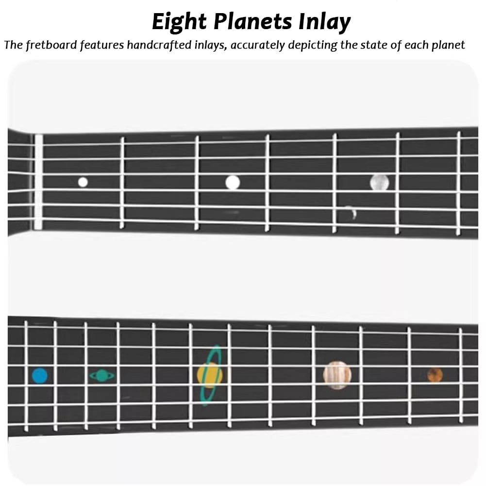 Guitarra Folk De 38 Pulgadas De Fibra De Carbono, Guitarras Acústicas Con Cutaway Fabricada Con Material Compuesto De Fibra De Carbono Mediante Moldeo Integrado(Black)