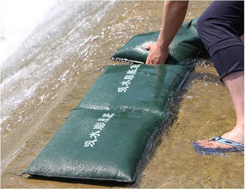 Juego de 10 bolsas de expansión sin arena con barrera contra inundaciones, control de agua, protección contra incendios de emergencia
