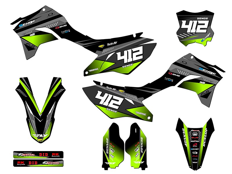 2020-2025 KLX 300 R SURGE Black Senge Graphics Complete Kit With