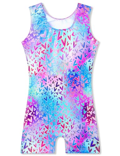 Image of TENVDA Leotards for Girls Gymnastics Kids Children Biketard With Shorts Sparkly Unicorn Dance Unitards(Multiple Colors)