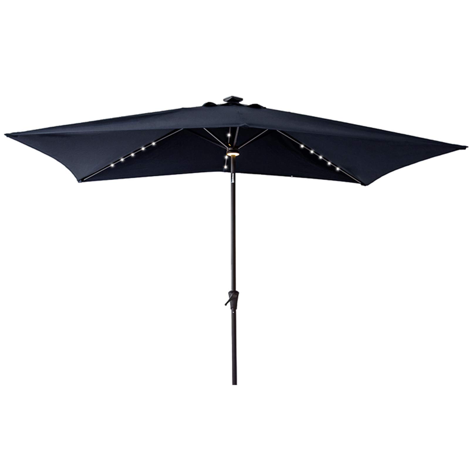 C-Hopetree 6.5 x 10 ft Rectangular Outdoor Patio Market Table Umbrella with Solar LED Lights, Navy Blue