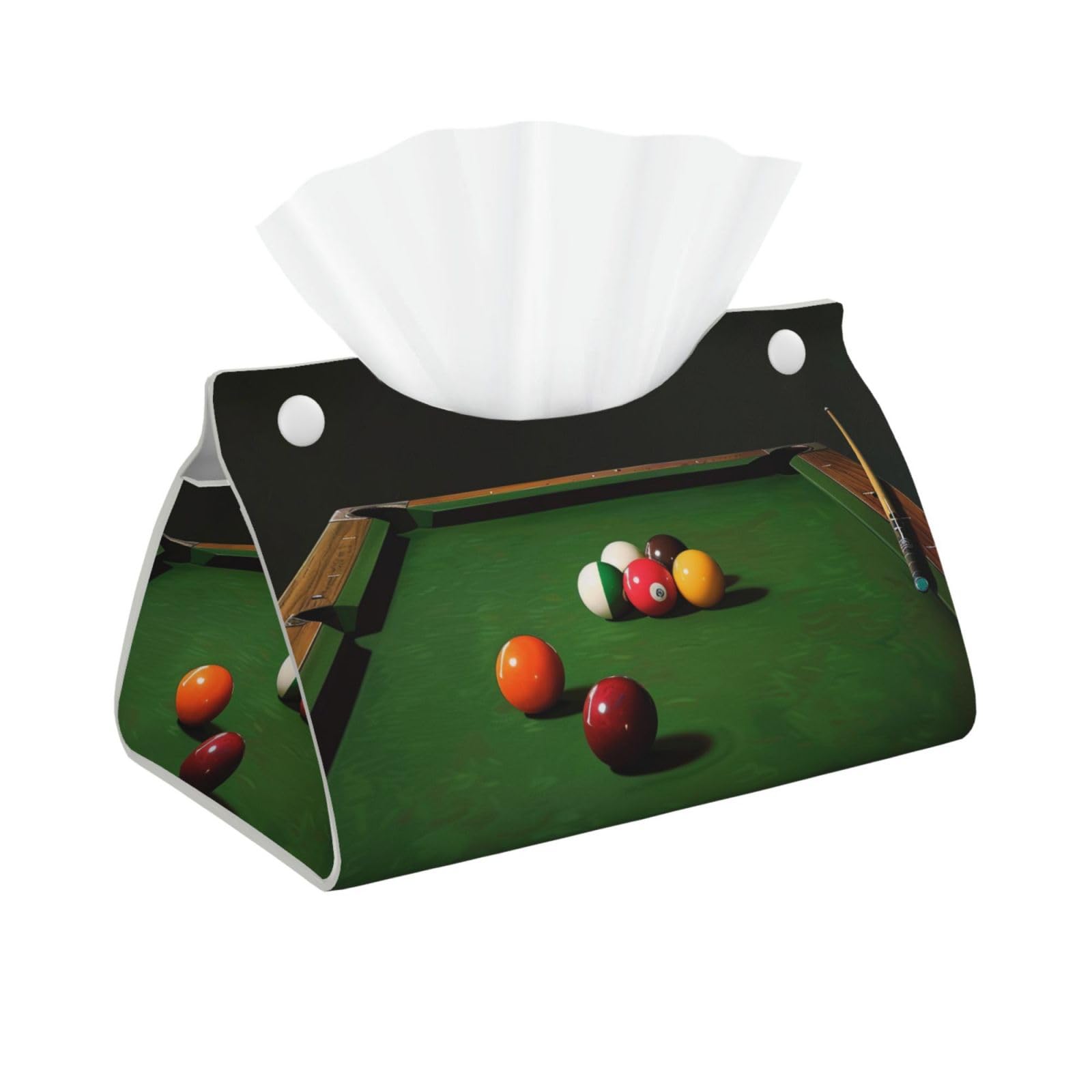 Billiard Print Tissue Box Cover Foldable Tissue Storage Box Leather Tissue Cube Box Holder for Living Room Bedroom Office Car Home Decor