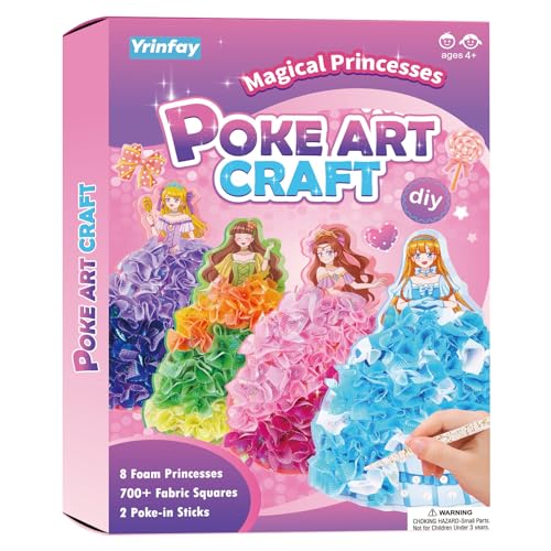 Yrinfay Poke Poke Art and Crafts kit for Kids, DIY 8 Magical Princesses & 6 Accessories, Pretty Princess Game Toys for Girl 6-8 8-12, Gifts for Boys & Girls Ages 6 7 8 9 10 11 12 Years Old