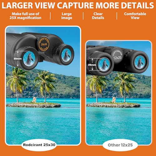 image for Rodcirant Binoculars 25x30 for Adults with Universal Phone Adapter, Tr