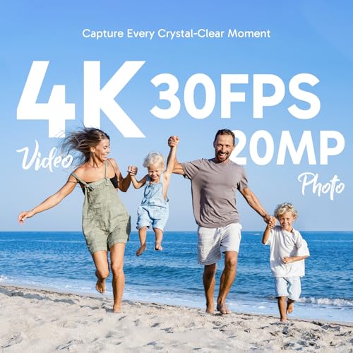 AKASO Brave 4 Action Camera 4K 30fps Ultra Hd Video 20MP Photo, EIS, WiFi, 2X Batteries, Waterproof Underwater Camera, Camcorder Bundle for Snorkel, Travel, Motorcycle, Bicycle, Helmet Accessories Kit