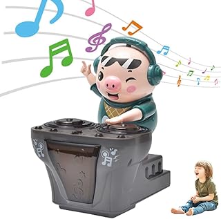 DJ Swinging Piggy Toy, Light Music Dancing Pig Toy with Colorful Light Swing Back and Forth, Cute Pig Children's Toys,Suitable for Children Aged 3-8 (Piggy + No Battery)