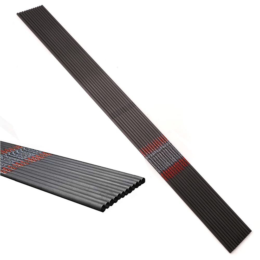 ACCMOS 31 Pollici Tiro con L'Arco Albero della Freccia ID 6,2 mm Albero delle Frecce in Carbonio Spine 600 Caccia o Pratica di Tiro Tubo Dell'asta della Freccia 12 pz (Spine 600, 31inch)