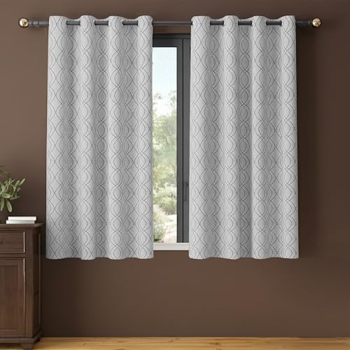 Image of Yellow Weaves 1 Pc Jacquard Oval Eyelet Window Curtain - Perfect for Home, Office, Bedroom, Living Room & Balcony - 5 Feet (Silver)