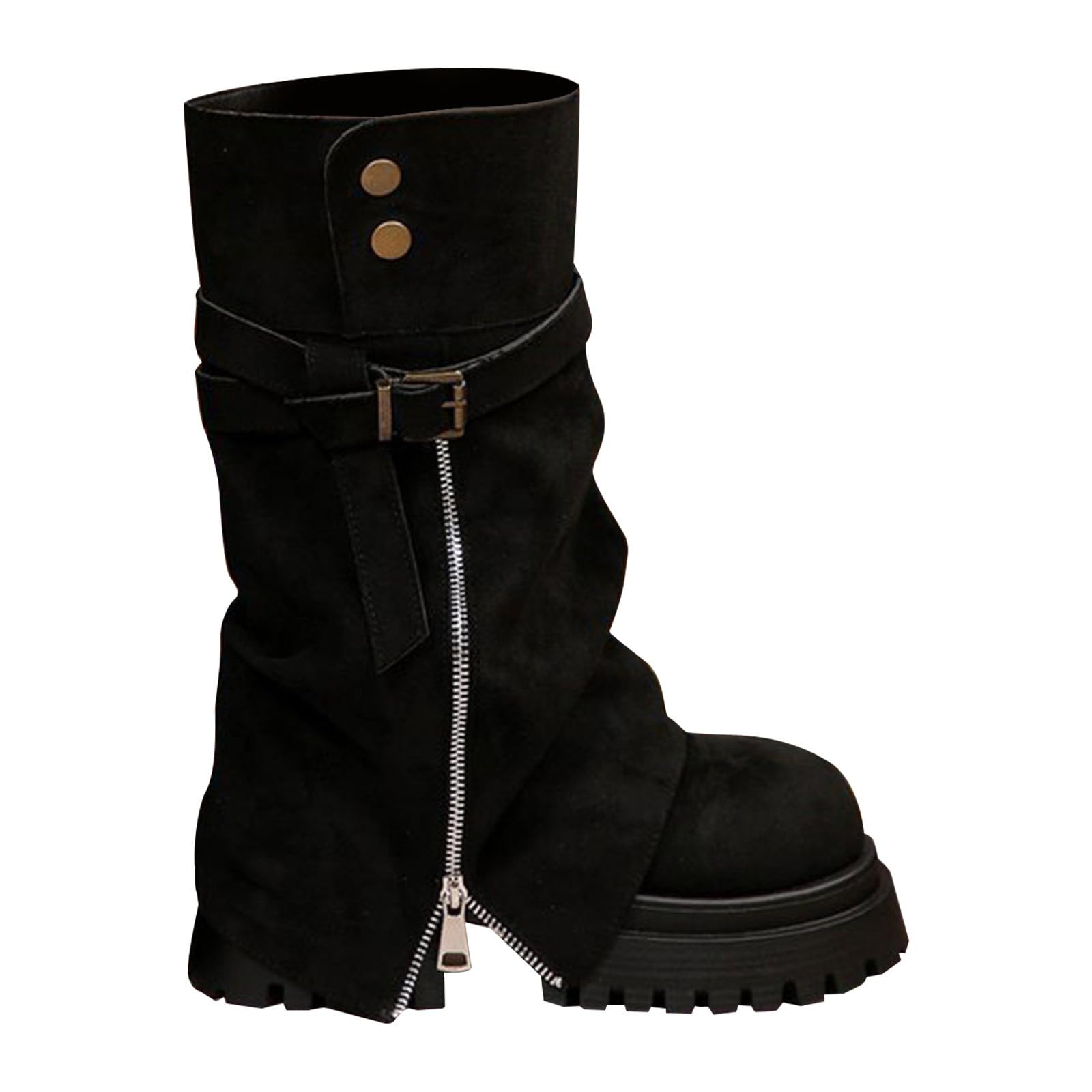 Womens Mid Calf Stylish Vintage Western Boots Goth Shoes Daily Commuter for Ladies Riding Boots for Parties and