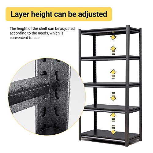 Heavy-Duty-Garage-Shelving-Metal-Storage-Shelves-Adjustable-5-Tier-Metal-Shelving-Unit-Industrial-Utility-Rack-for-Garage-Warehouse-Workshop-12-D275-W60-H-Black