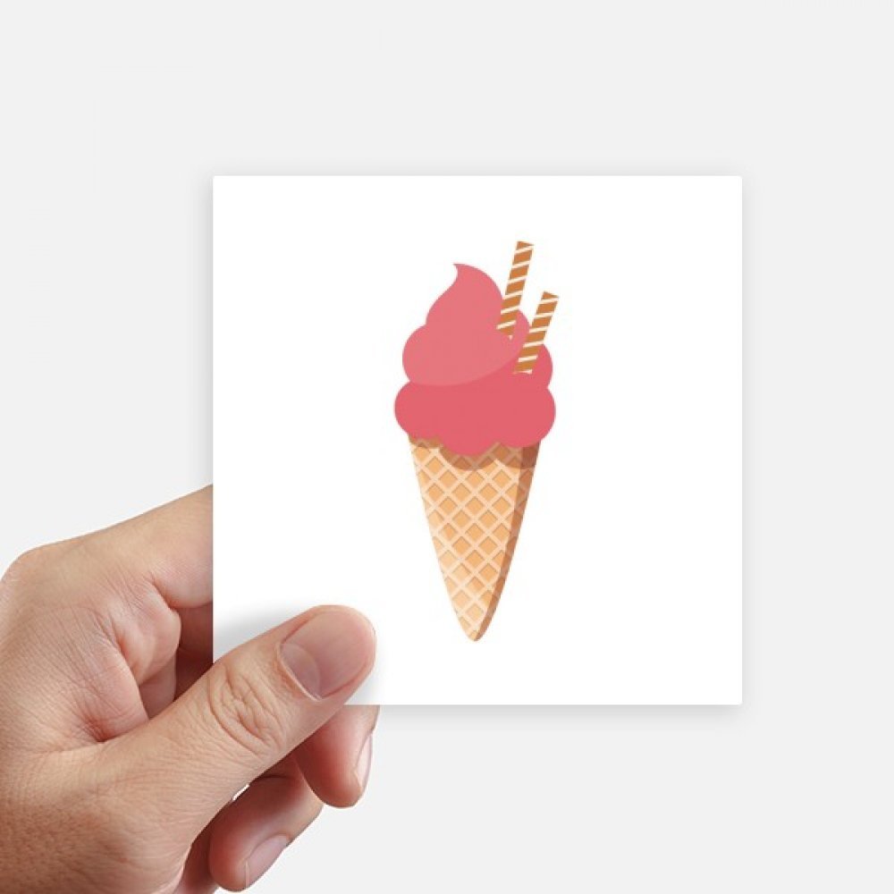 Autocollant carré biscuit glace rouge de 10 cm pour gourmands