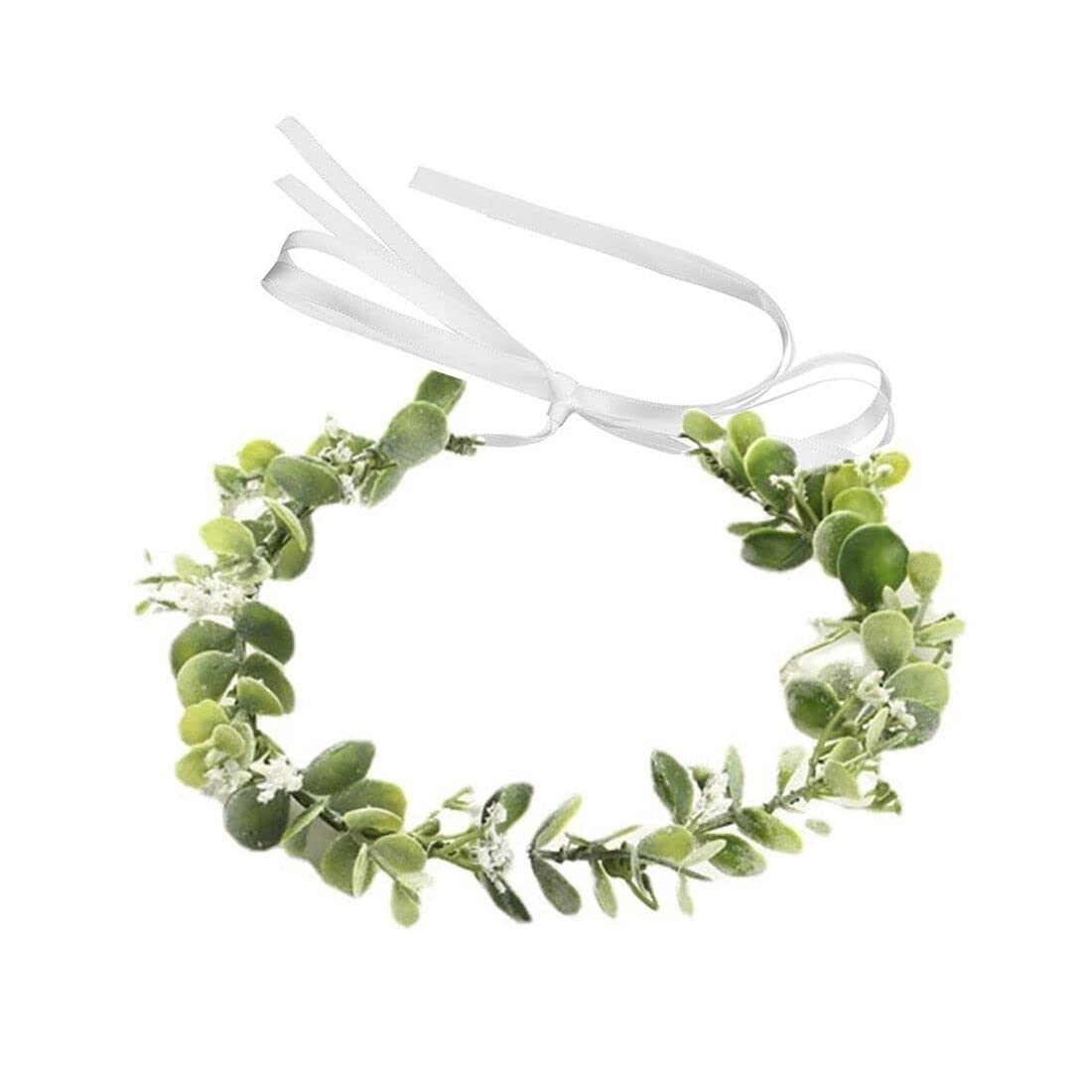 SIOPPKIK Corona Corona de pelo Corona de flores artificiales Tocado de novia Corona de hojas verdes Diadema Celebración de bodas Fiesta Flor de vacaciones (1PCS)