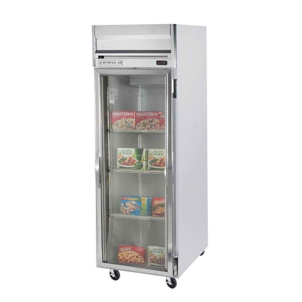 Beverage Air Hfs1-1g 26" Horizon Series One Section Glass Door Reach-In Freezer 24 Cu.Ft. Capacity Stainless Steel Front Gray Painted Sides And Stainless Steel on Fridge.com - View 1