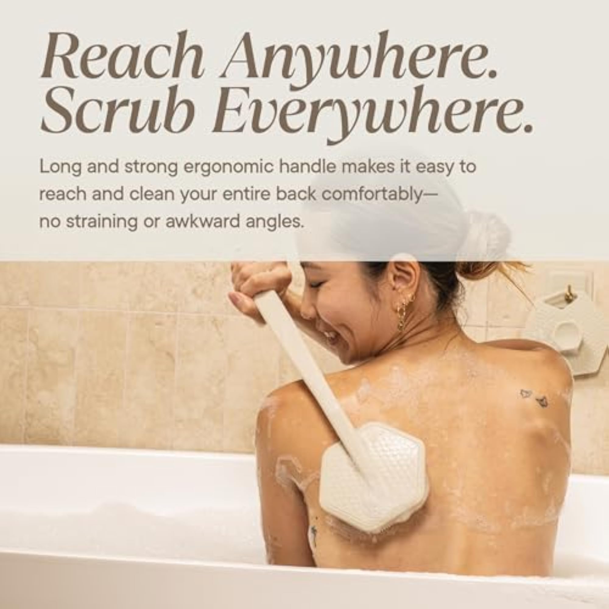 Silicone Back Scrubber with Hook for Exfoliating