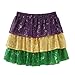 Womens Mardi Gras Sequin Tiered Skirt Elastic Waist Glitter Ruffled Layered Mini Skirt Party Costume Cosplay Outfit (Purple, XL)