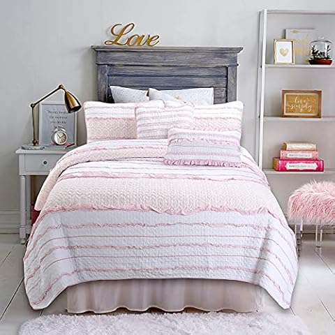 Cozy Line Home Fashions Pink Girly Reversible Quilt Bedding Set Cover
