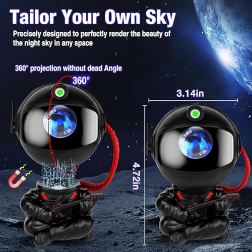 Image of One94Store Astronaut Galaxy Projector Star Night Light - 360 Rotating LED Nebula Lamp with Remote, Timer & Adjustable Head for Kids Room, Bedroom, Home & Party Decor (Guitar Astronaut, Black)