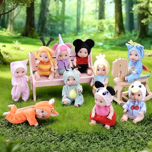 Set de 10 muñecas mini baby con 10 disfraces animales hechos a mano miniatura 6