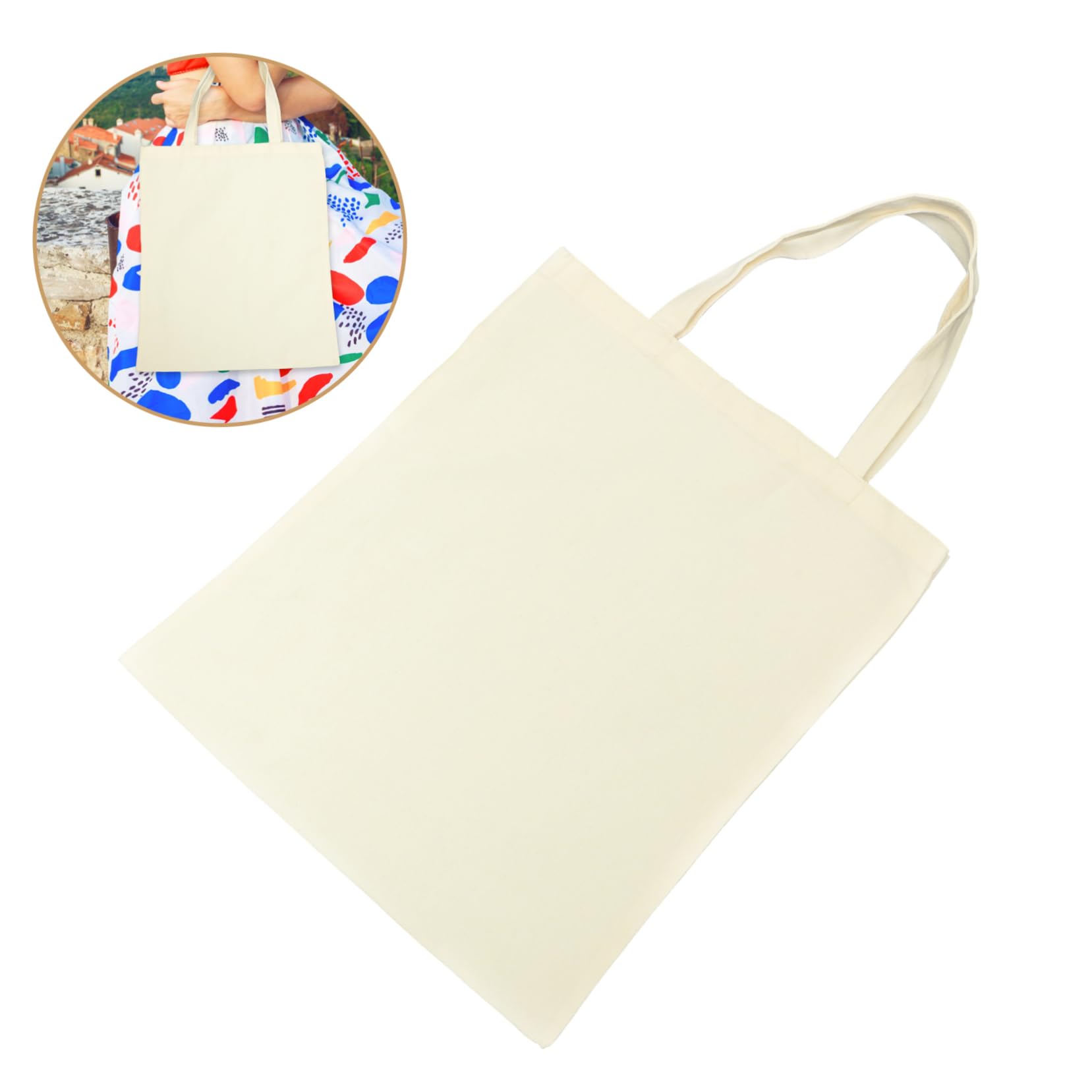 Unbedruckte Canvas Einkaufstaschen 5 Stück-pack für Damen, Beige