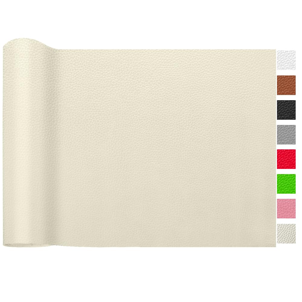 LOMUG Kunstleder Meterware Beige 300x140 cm Gekörnt Wasserdicht Kunstleder Gekörnt Lederimitat Texturiert Lederstoff Leder Risse Reparieren Leder Patch PU Lederreparaturband für Autositze Sofa Möbel