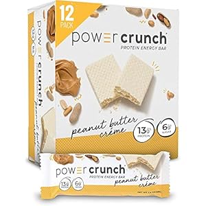 Power Crunch Protein Wafer Bars, High Protein Snacks with Delicious Taste, Peanut Butter Crème, 1.4 Ounce (12 Count)