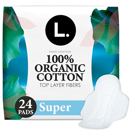 Image of Ultra Thin Pads for Women, Organic Cotton Top Layer, Super Absorbency, Menstrual Pads with Wings, Made Without Synthetic Pesticides and Fragrances, 24 Count