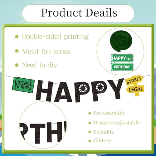 Image of Driver License Birthday Party Decorations - 14PCS 16th Birthday Banner with Hanging Swirls Party Decoration Boys Car Theme Honeycomb Centerpieces Decor for Boys