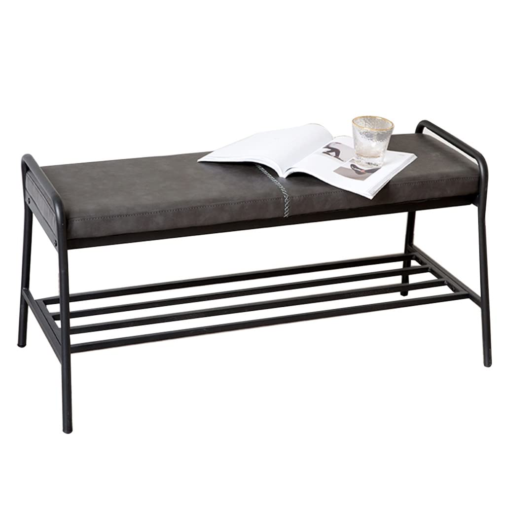 Banc à chaussures à 2 niveaux robuste en métal gris foncé pour une organisation durable