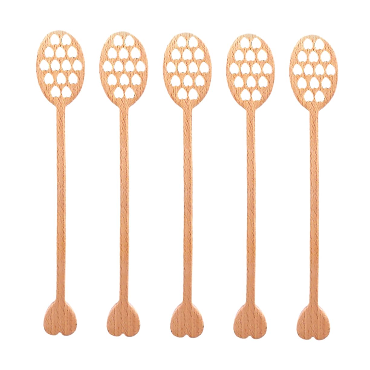 SHOWERORO Mini Honey Dipper Stick Wooden Honey Spoon Honeycomb Design Jam Viscous Liquids