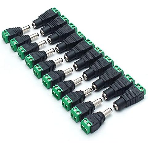 LightingWill 10 Pair 5.5 X 2.1mm Barrel Power 12V Male and Female DC Jack Power Connector Adapter Plug for CCTV Security Camera LED Strip Cover