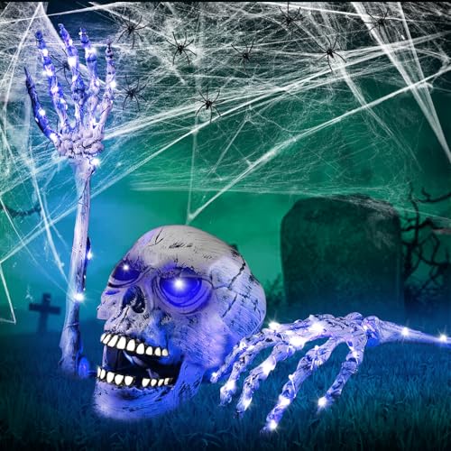 Leuchtende Skelett Totenkopf Set, Halloween Dekoration Leuchtende...