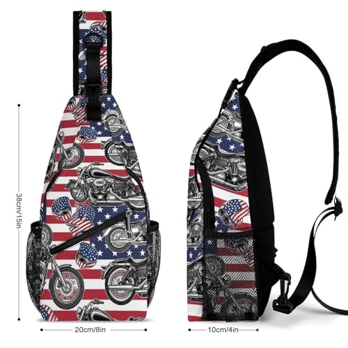 Men's Sling Bag Backpack Packable Chest Crossbody Rucksack, Anti-Theft Waterproof Travel Daypack, Dirt Bike Motocross American Flag Bags2