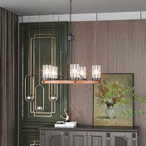 Maxax 5-Light Rustic Wagon Wheel Chandelier with Adjustable Hanging, E12 Base, for Kitchen and Living Rooms