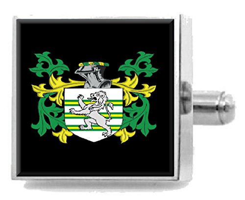 Clip para corbata de escudo de Catton Inglaterra grabado con apellidos