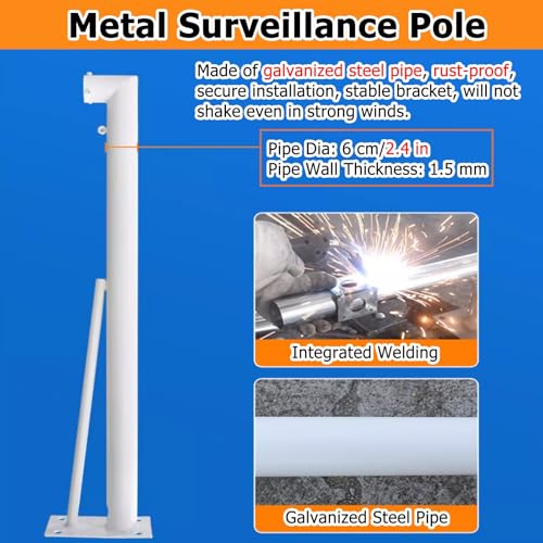 Postes y Soportes de Pared para cámaras de Seguridad, Resistentes a la Intemperie, de 1,8 a 2 Metros de Altura, Soportes Exteriores robustos y duraderos, adecuados para soluciones de vigilan