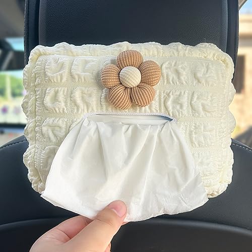 Image of STHIRA Car Tissue Box Holder, Cute Cartoon Flower, Hanging Stretchy Strap