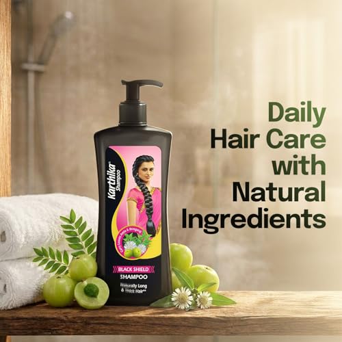 Image of Karthika Black Shield Shampoo for Hair Fall Control & Hair Growth | With Amla, Curry Leaves & Bhringraj | For Long, Strong Hair | 650 ml