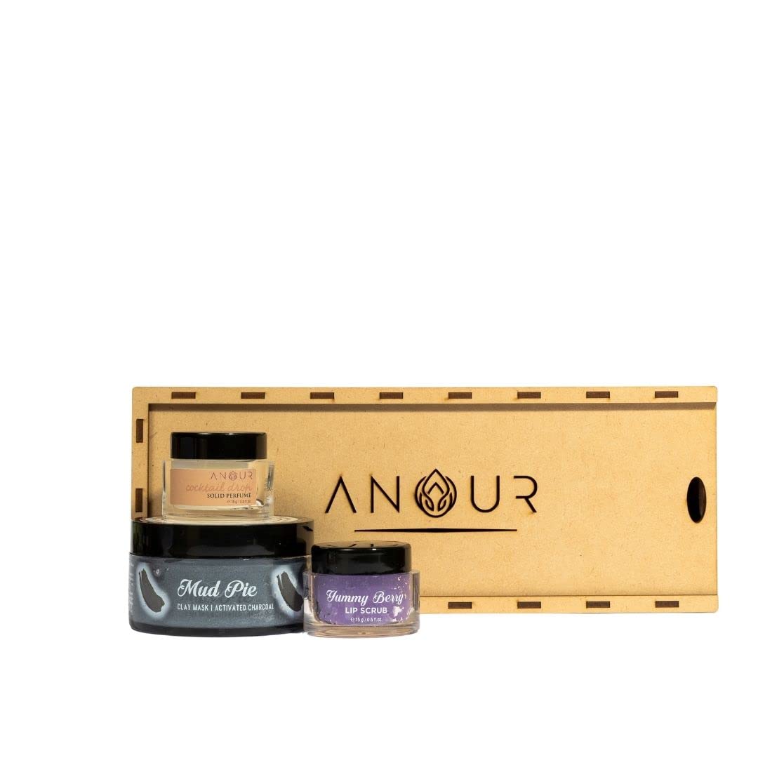 Anour Pocket-Friendly Hamper | 1 Clay Mask X 1 Cocktail drop X 1 Lip Scrub | Natural Skincare Products | Skincare Set for Men & Women | Bath & Body Care Gift Set-picture-12
