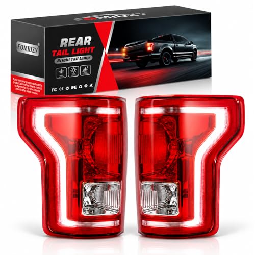 FOMIUZY Tail Lights Assembly Fit Ford F150 F-150 XLT 2015 2016 2017 Rear Left Driver Right Passenger Taillight Brake Turn Signal Back Up Cover Replaces FO2800239 FO2801239(Harness & Bulb Included)