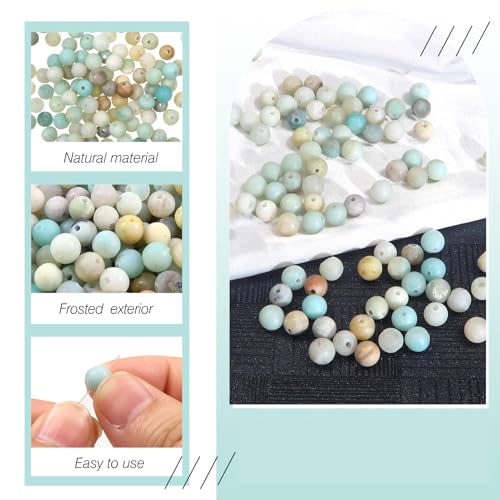 TOAOB 100pcs D'amazonite Perles Pierre Naturelles 8mm Perles Givrées de Vrac Pierres Gemme Énergie pour Fabrication de Bijoux Collier Bracelet Boucle D'oreille - vue 3