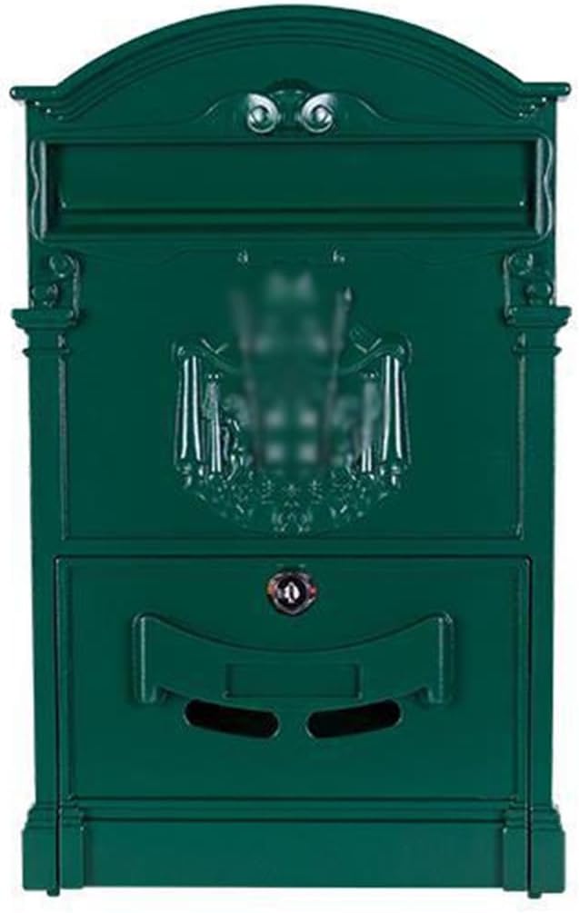 HBJWOV Multi Functional European Mailbox with Lock for Outdoor Vintage Mailbox Rainproof Mailbox(Gray)