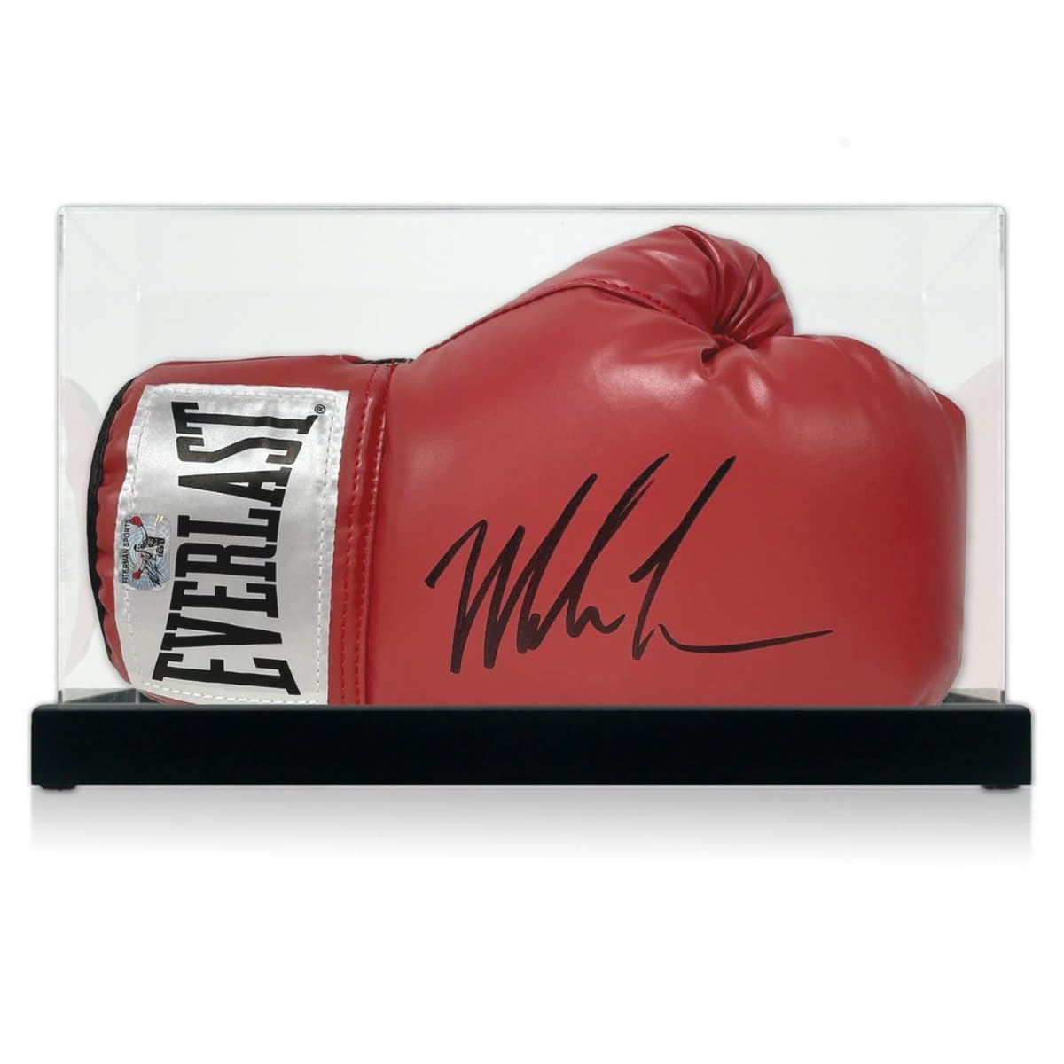 Mike Tyson Signed Red Boxing Glove. Display Case, One-Size
