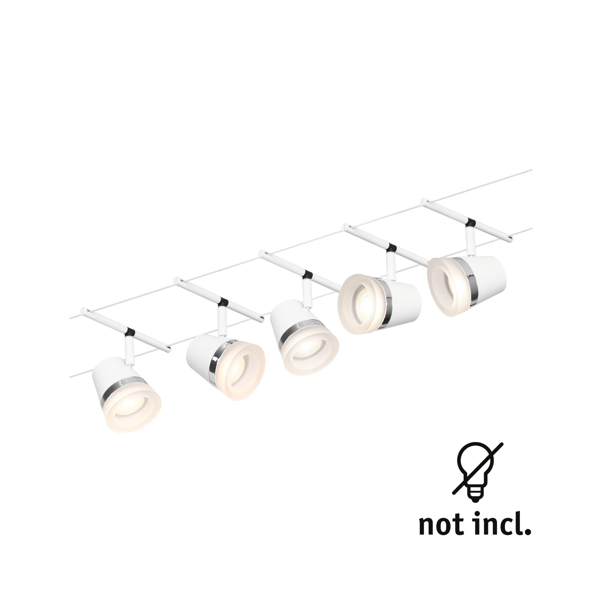 Paulmann 94461 CorDuo Set de base Système de Câbles Cone DC 5 x 10 watt max, Éclairage Extensible Blanc Mat Câble Matière Plastique GU5,3 Système de Câbles sans Ampoules