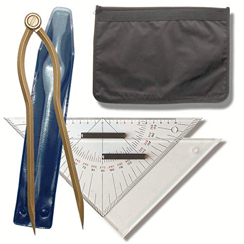 Navigationsbesteck - Navigationsset für Ausbildungszwecke 27 cm- 2 Dreiecke, Zikel, ZIP-Tasche