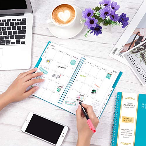 2020-2021 Planner - Weekly & Monthly Planner, 6.25" x 8.3", Flexible Cover,12 Monthly Tabs, 21 Notes Pages, Twin-Wire Binding with Two-Sided Inner Pocket