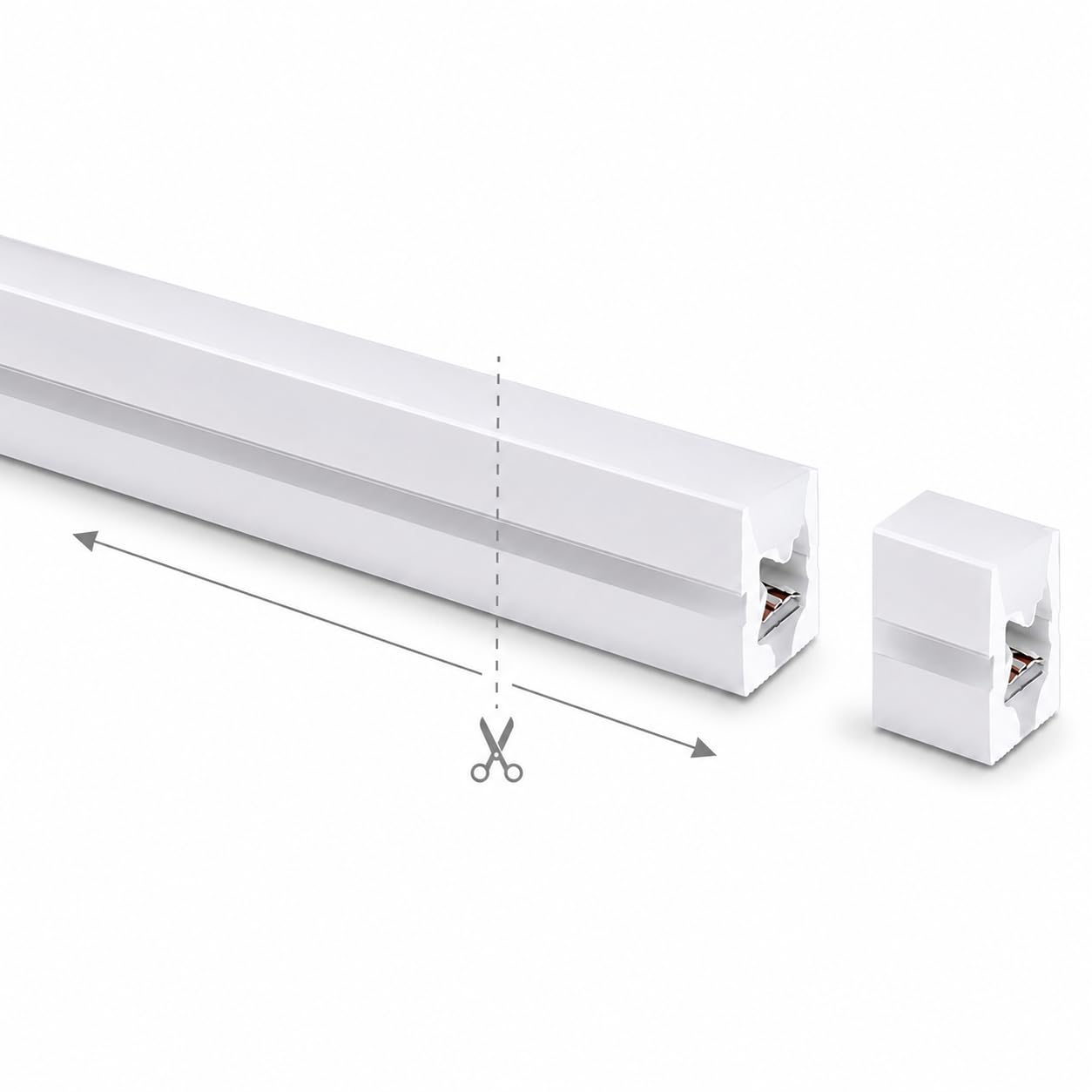Liść | LumaFlex 1010 LED profil silikonowy Freecut taśma świetlna 5 m, ciepła biel 3000 K, 12 V DC, 696 lm/m, 10 x 10 mm, możliwość ściemniania, IP65, cielę do oświetlenia mebli