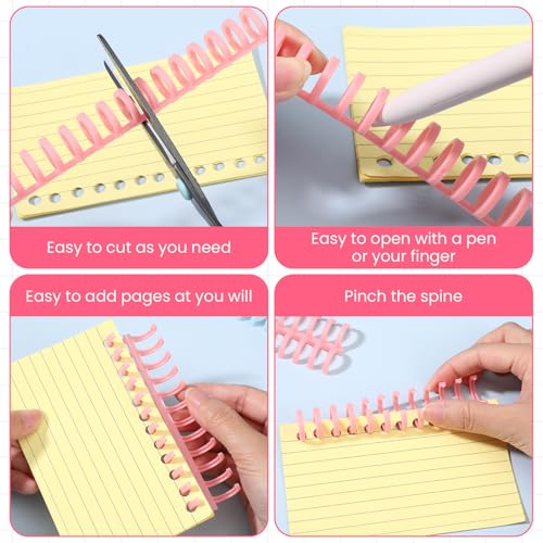 100 Pcs Comb Binding Spines 1/2\" Diameter 30 Ring Spiral Binding Coils, 11.2 Inch Plastic Binder Combs with 5 Colors for Document File Notebook Making, 85 Sheet Capacity
