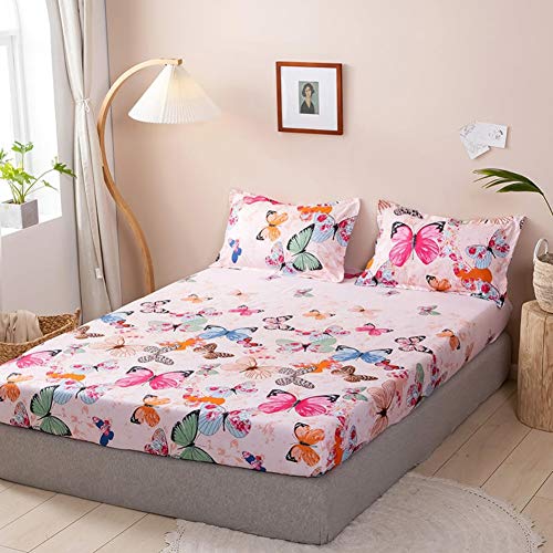 Feelyou FMDCLZSJ11 TWIN Kids Bed Sheet Set Twin Girls Teens Pink Butterfly Bedding Set Decorative Microfiber Polyester Animal Fitted Sheet thumb #1